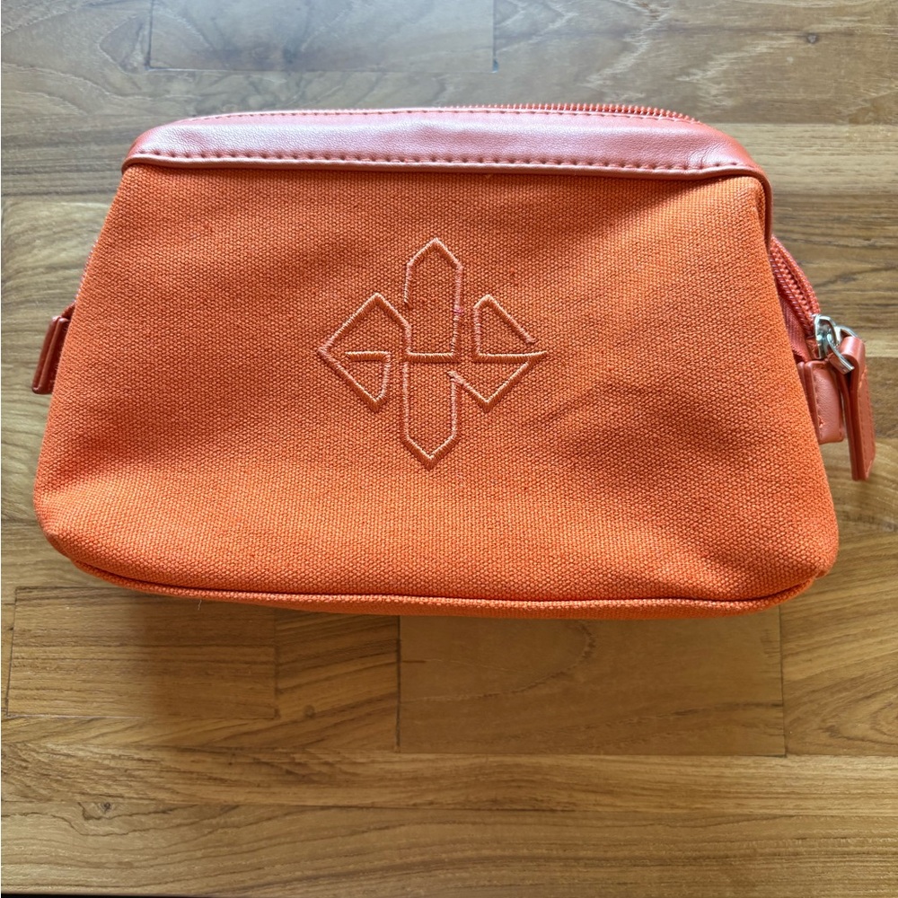 Ettinger Orange Canvas Clutch pouch toiletries makeup travel bag